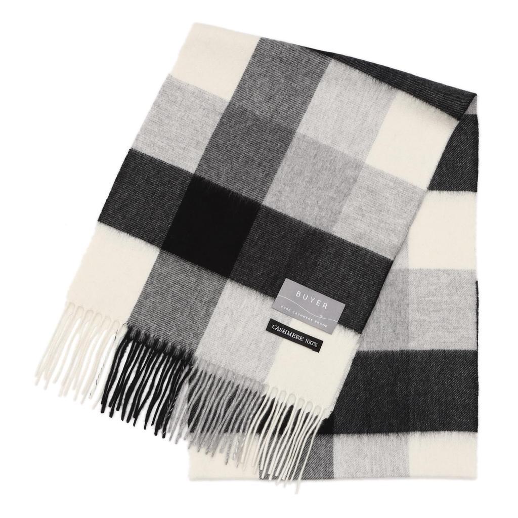 Pure Cashmere Check Scarf 19 Patterns In Total and Cashmere Check Pattern Thick Large Size Block [Buyer] 100% [Men's Women's] (monotone Check)