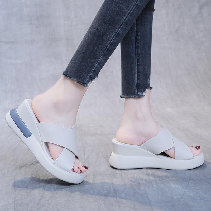 Thick-soled Wedge Sandals Women's 2025 New Summer High-heeled Fish Mouth Women's Shoes Muffin Shoes Women