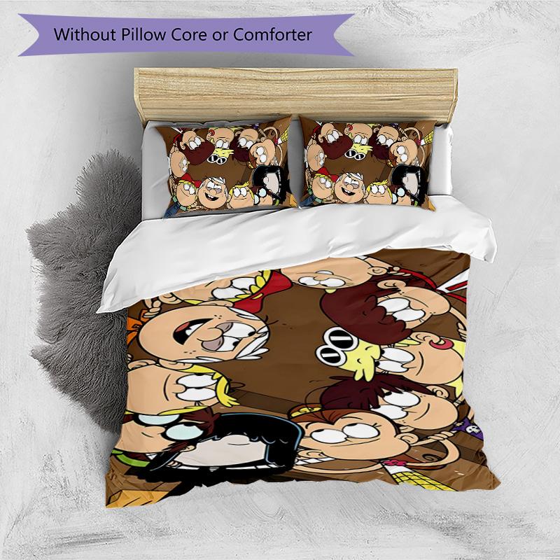 Loud House 3pcs Bedding Set Duvet Cover Closure Includes 1 Duvet Cover & 2 Pillowcases for All Seasons Bedroom Home Dorm Decor