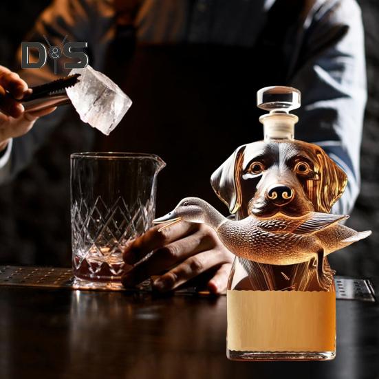 Графин для виски с охотничьей собакой, 3D-гравировка, собака-охотник, стеклянная бутылка для виски с изображением животных, контейнер для вина для мужчин, пап, домашний бар, декор