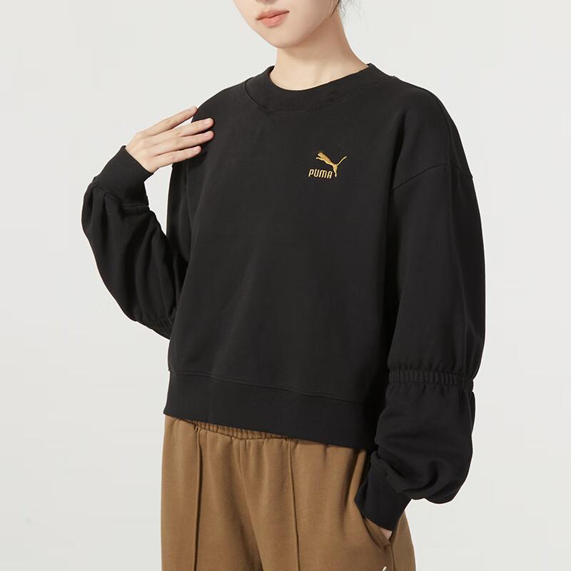 Puma Круглый вырез с принтом дышащая повседневная толстовка с длинным рукавом женская толстовка черная 625251-01