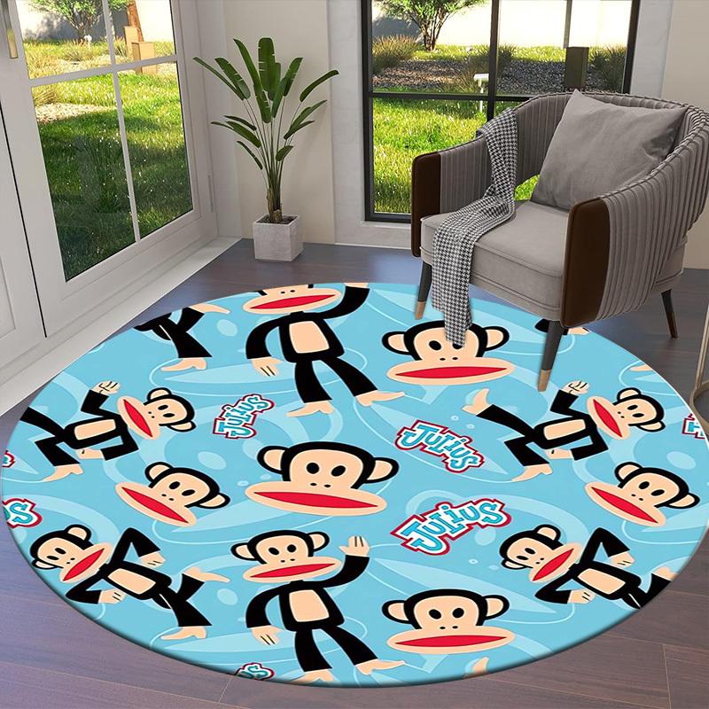 1 шт. Круглый ковер с рисунком обезьянки Джулиус от Paul Frank, Изготовлен из полиэстера, Идеально подходит для украшения офисных кресел, гостиных fplt147