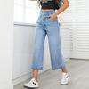 Women's Straight High Waisted Seven-minute Pants Wide Leg Jeans Pants