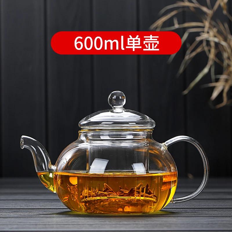 Стеклянный чайник для заваривания чая из термостойкого боросиликатного стекла с утолщенной бамбуковой ручкой для домашнего хозяйства WF