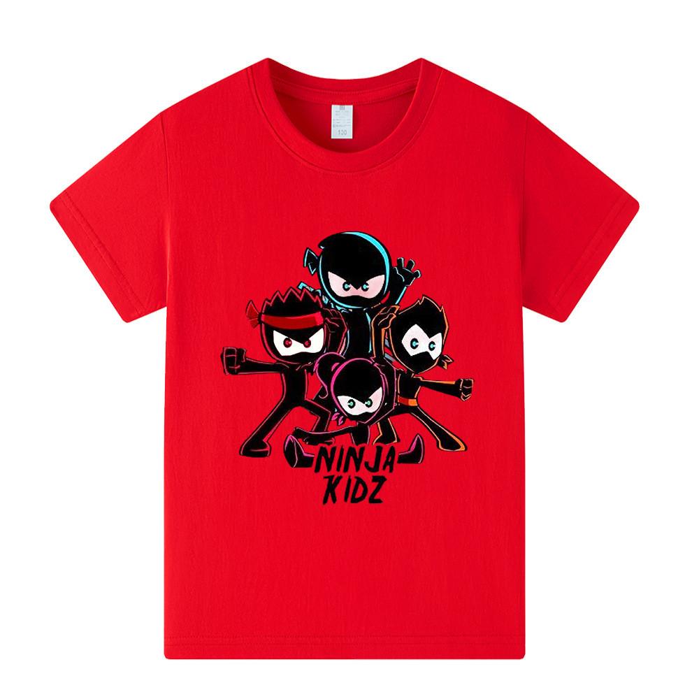 A1172 Kids Boys Girls NINJA KIDZ Cartoon Print Short Sleeves T-shirt