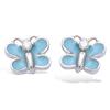 [N6258] - Серебряные серьги «Бабочки» синие (родиевое покрытие) - 7x6 мм