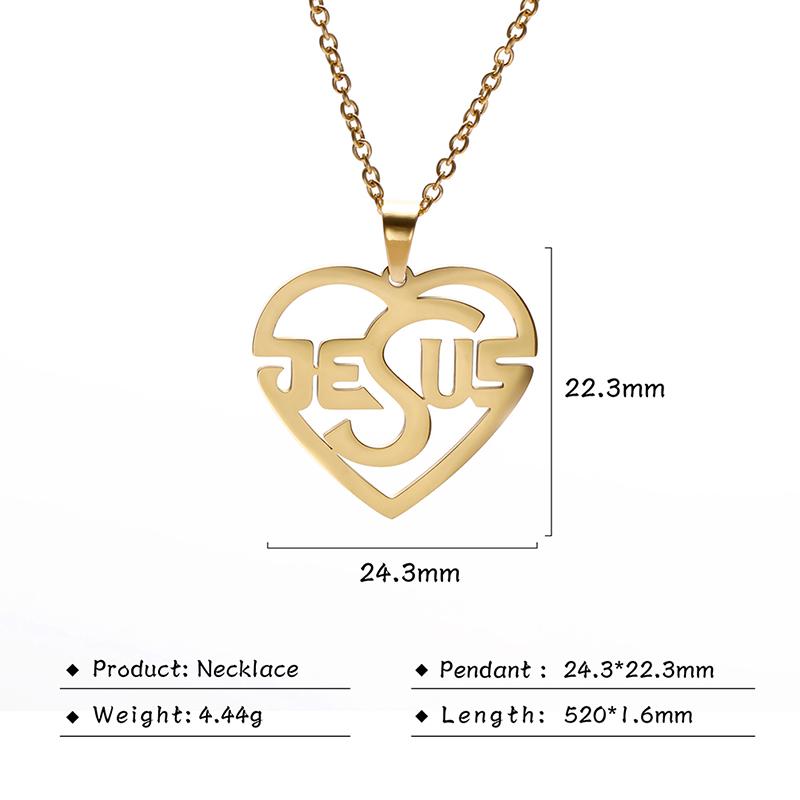 Cazador Christian Jesus Heart Necklace for Women Stainless Steel Pendant Necklace Jewelry Gift 2026 Birthday Aniversary Gift