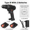 2000W 50N.m Cordless Electric Screwdriver Drill Hammer Variable Speed 3 In 1 Cordless Impact Drill with 2 Batteries