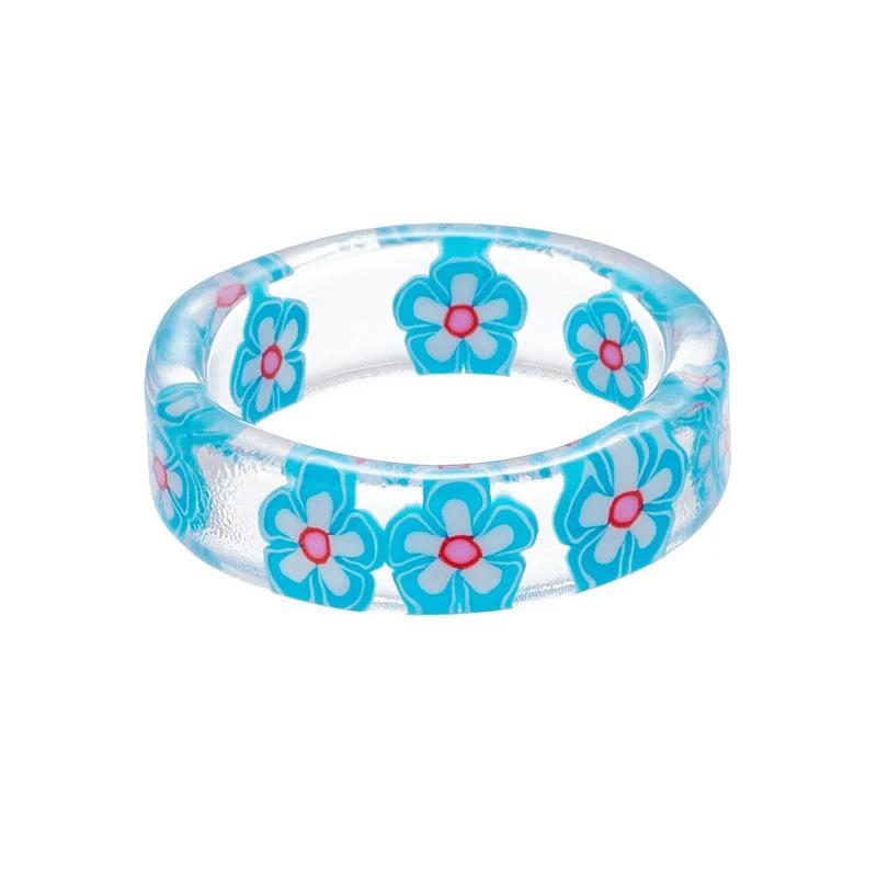 Подвески из смолы, маленькие детские кольца, красочные круглые кольца с цветочным принтом, женские ювелирные изделия для свадебной вечеринки, подарок для друзей