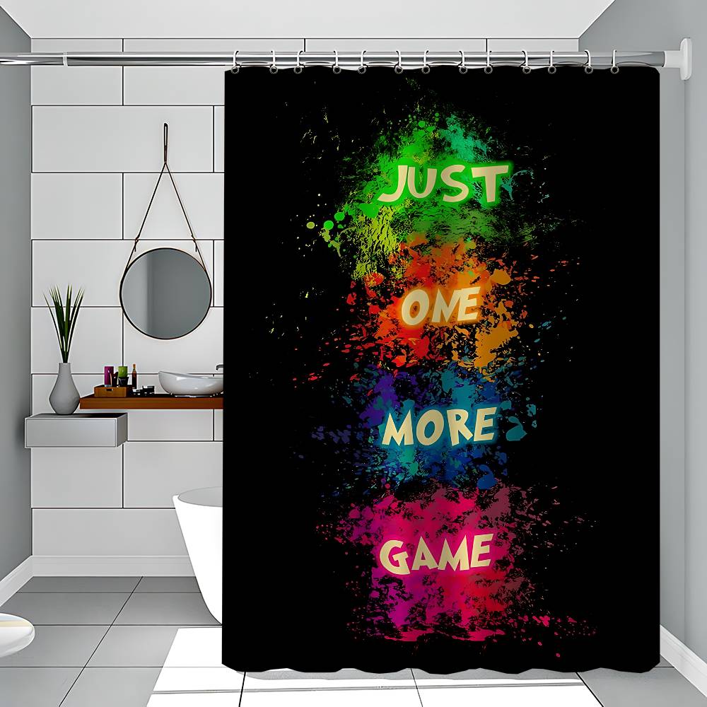 Gaming Poster Just One More Game Retro Shower Curtains 180cm Polyester Modern Style Bathroom Curtain With Hooks Shower Curtain