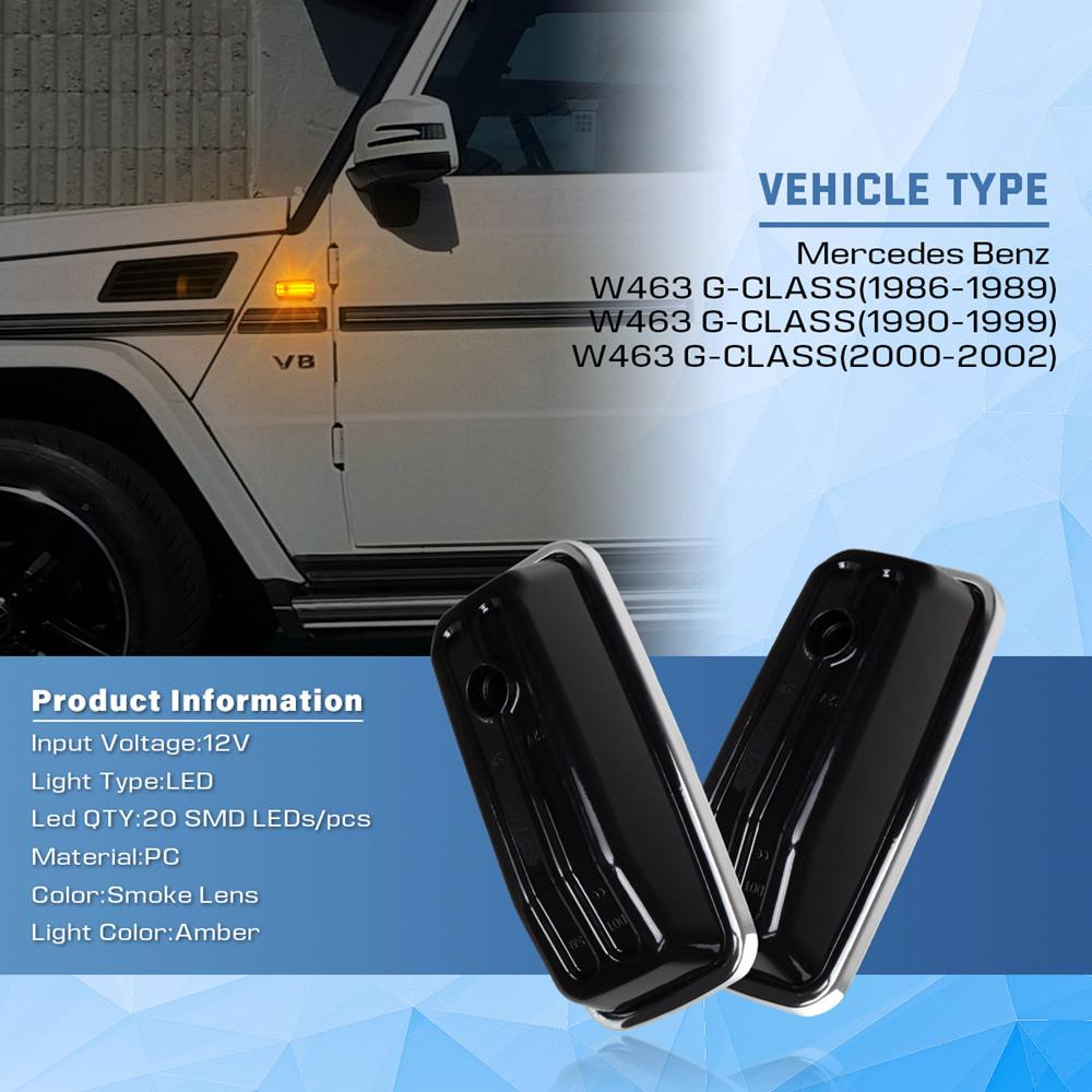 2PCS 12V Dynamic LED Turn Signal Indicator Repeater Lamp Side Marker Light For BENZ W461 W463 G-Class G500 G550 G55 G63 G65