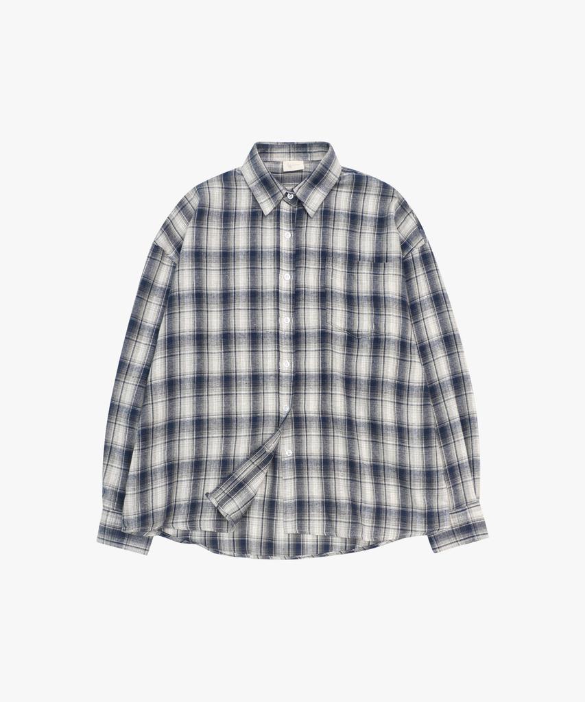 LOSSYROW Oversized Checkered Shirt Blue