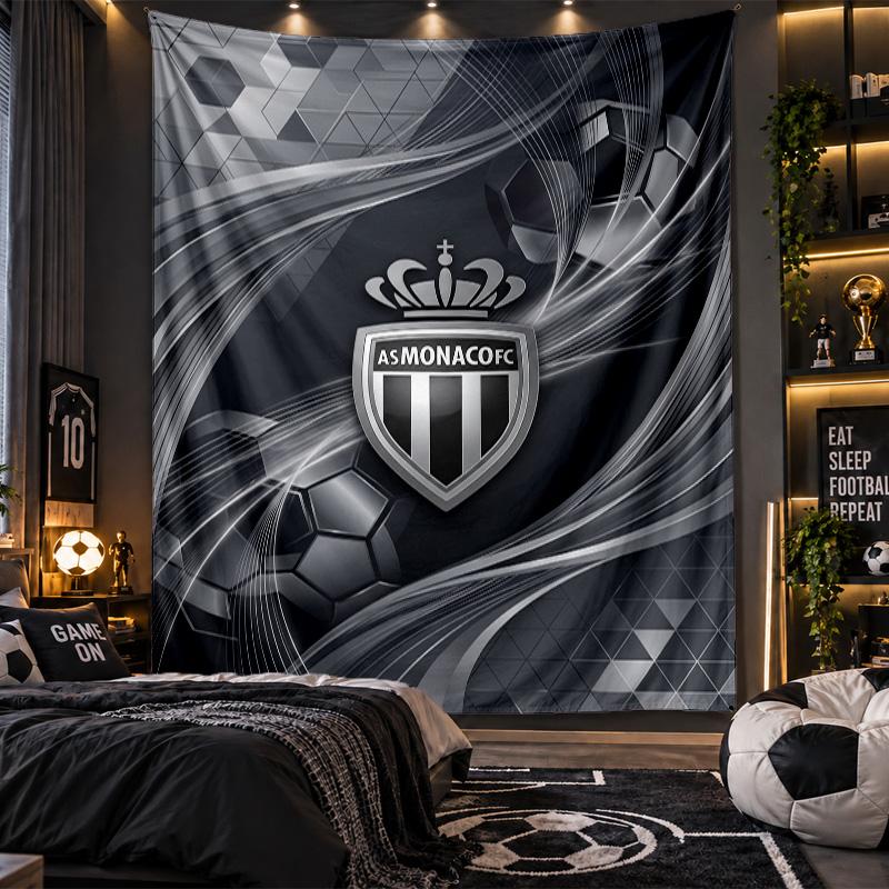 Wall Hanging Tapestry Monaco FC Print Cloth for Living Room Bedroom Home Decor