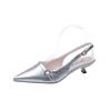 Kitten Heel High Heels Bag Head Sandals New Summer Pointed Soft Leather Commuter Shoes