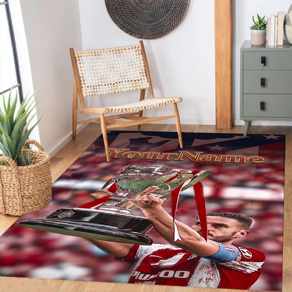 Atletico Madrid Customize Text Floor Mat Perfect for Balcony Dining Room Hallway Bedrooms Anti-slip Rug Decorate Offices Spiritual Gift