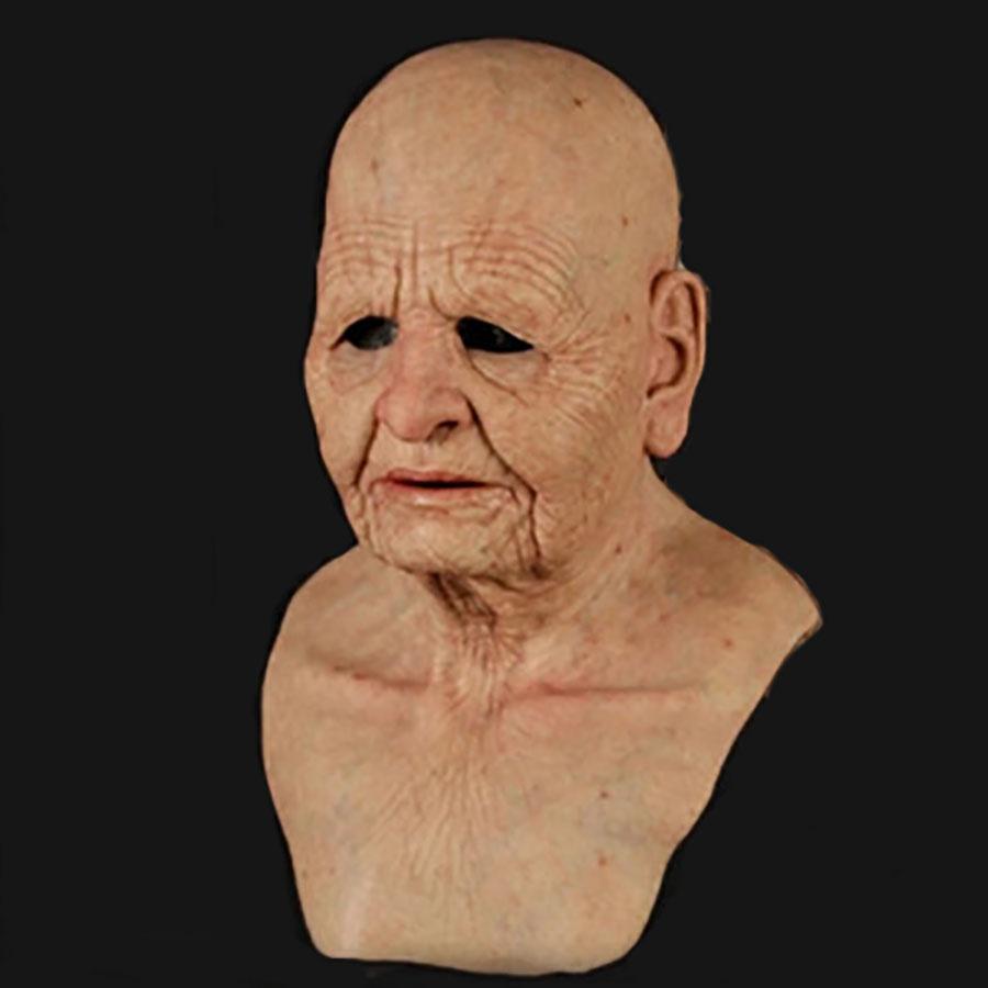 Halloween Hot Style Parody Baldheaded Old Woman Carnival Party Dance Mask Old Woman Head Scary Make Strange Scary Props Tricky Mask