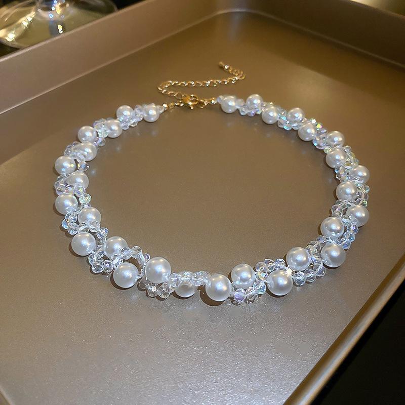 Французское ретро-колье с жемчужным цветком и надписью «Любовь», стильная цепочка на ключицу, подчеркивающая индивидуальность, украшение.