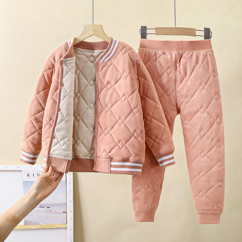 Детский артефакт школьной формы Осень-Зима Трехслойная стеганая хлопковая куртка для мальчиков с толстой велюровой подкладкой и хлопковая куртка для девочек