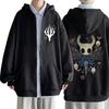 Игровой Худи на Молнии с Графикой Hollow Knight Подарок для Фанатов Мужчины Женщины Модная Повседневная Свободная Куртка на Молнии Унисекс Винтажные Худи Пальто