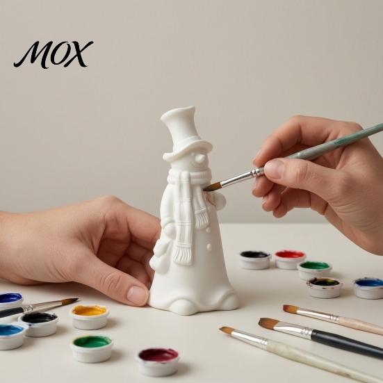 DIY White Ornament for Painting 3D Printed Smiling Snowman Statue Christmas Decor, Minimalist Tall Decorative Winter Scenes Tabletop Figurine,