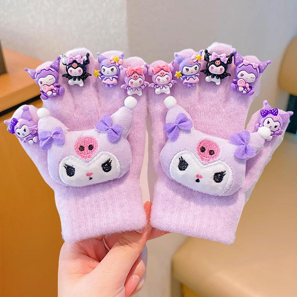 Kuromi Fashion Comfort Cartoon Cute Gloves Winter Cold-Proof Warm Children Gloves,Birthday gift for children
