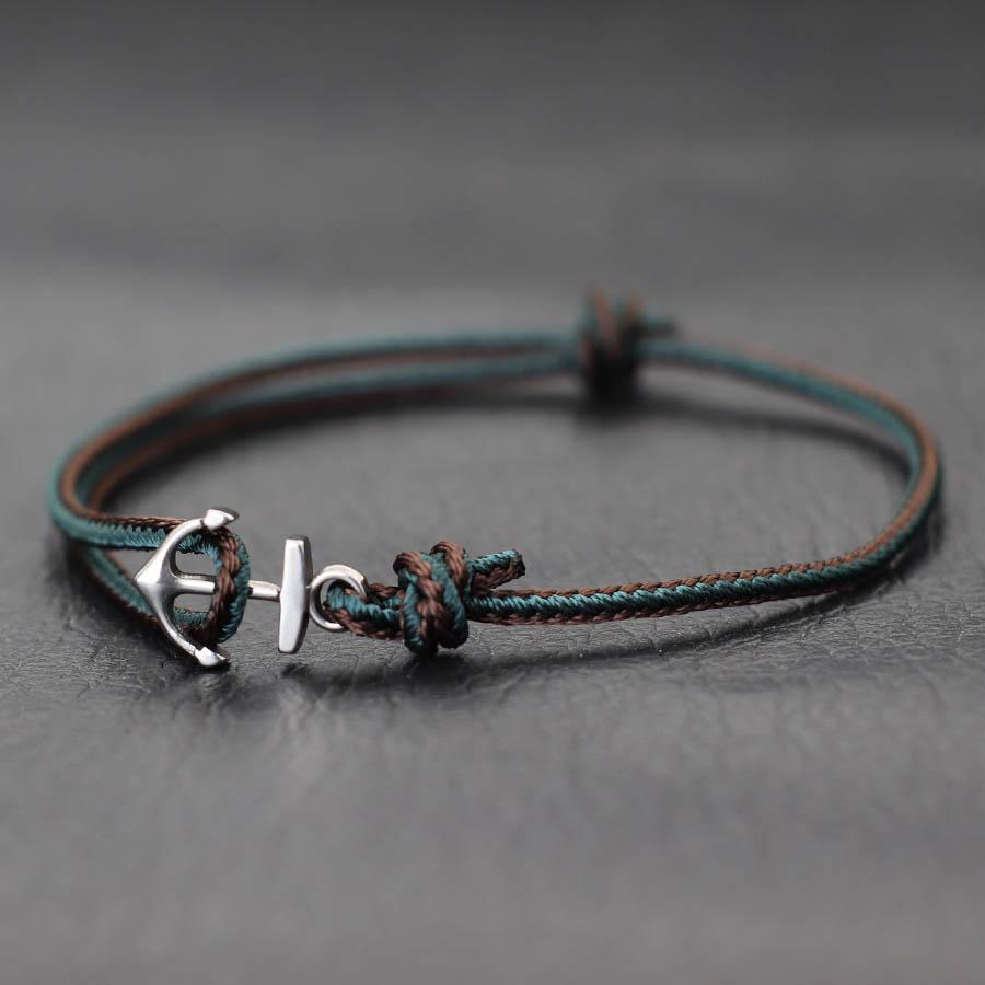 Fashionable Men Anchor Bracelet With Ethnic Cords Adjustable Handmade Premium Braclet Beach Surfing Jewelry Nautical Braslet