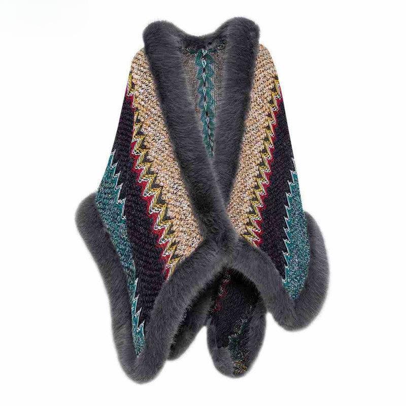 Меховая шаль, женский уличный наряд для осени и зимы, модный и стильный новый фасон, высококачественный шарф с утолщенной накидкой для женщин