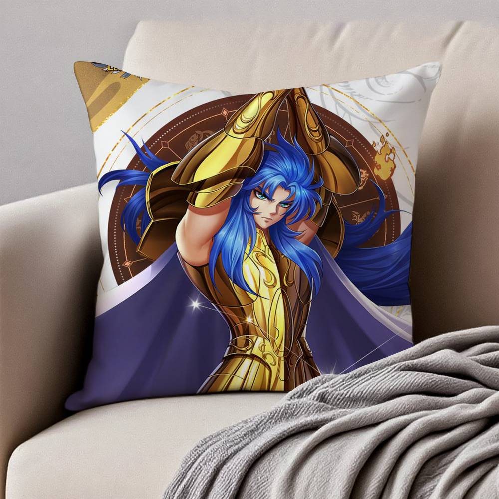 Анимация 12 Золотых S-Святых S-Сейи Наволочка Подушка Анти-пылевой клещ Наволочка Невидимая молния Шелковистый короткий плюш Чехол для диванной подушки