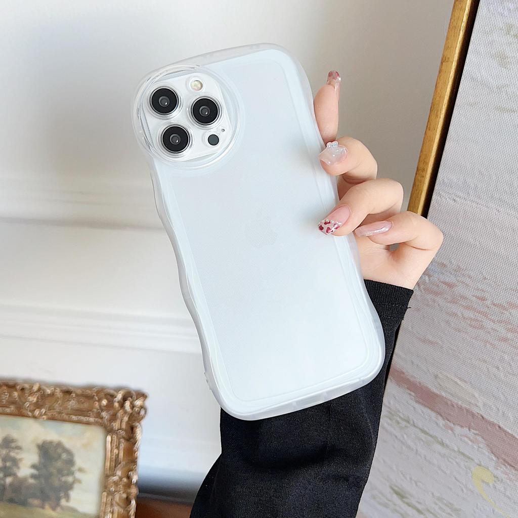 Прозрачный силиконовый чехол с волнистым краем для Xiaomi Redmi Note 10 11 12 iPhone 15 14 13 Samsung A14 A24 A34 A54 Funda Clear Soft TPU Cover Phone Bumper