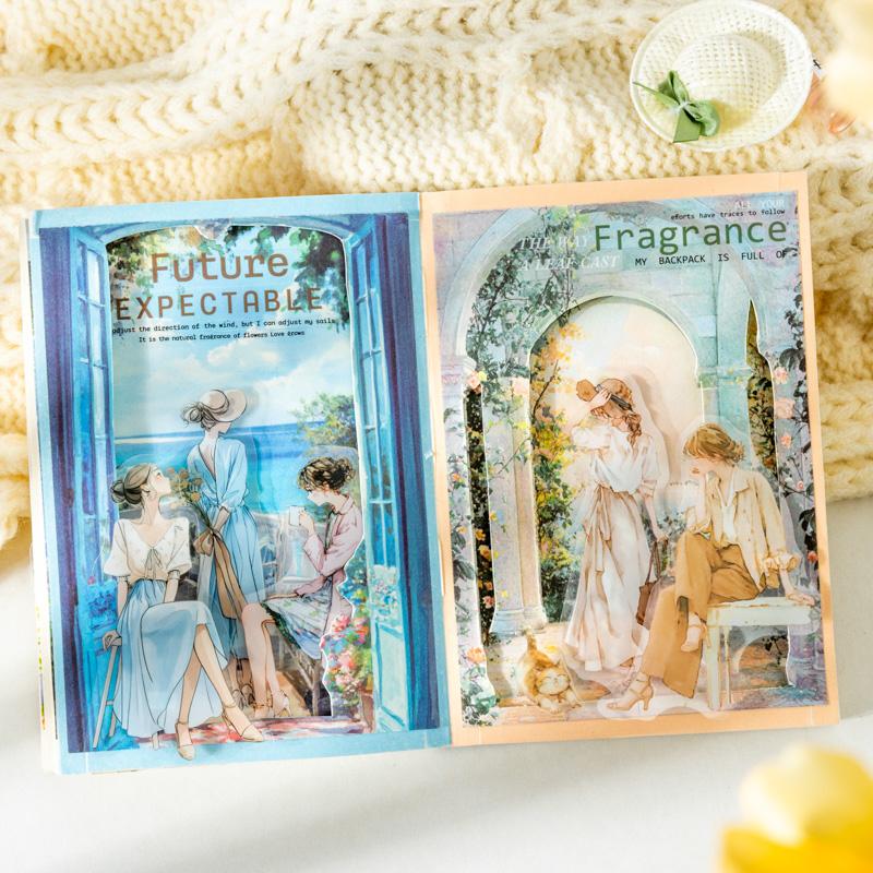 Journal GO 20pcs French Girl Character PET Sticker Pack DIY Scrapbook Diary Album Decoration Collage Junk Journal Sticker