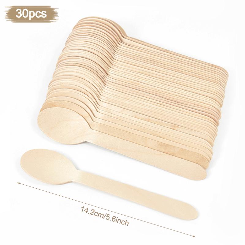 Disposable Wooden Spoon Fork Knife Cutlery Set Rustic Wedding Birthday Party Tableware Decoration Supplies Dessert Cake Scoop