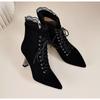 Новая Мода Женские Ботинки Короткие Высокие Каблуки Обувь Осень Зима Ботас Мухер Ботильоны Черные Носки Женские Каблуки Ботинки