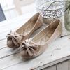 Black Soybean Shoes Women's Flat Shoes Bowknot Single Shoes Large Size Women's Shoes 41-43