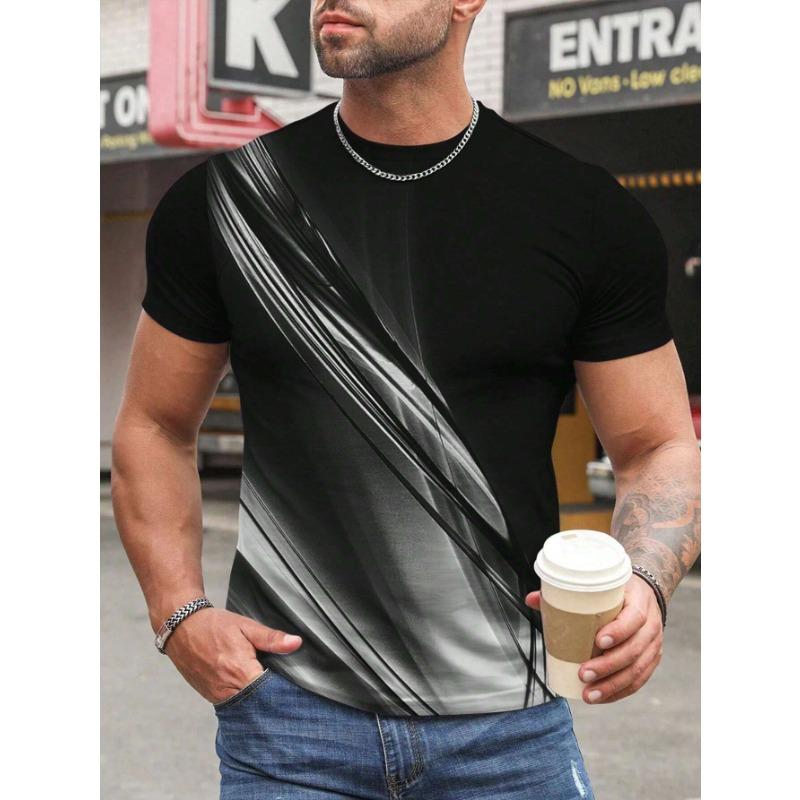 Fashion Men's T-shirt 3D Gradient Print Short-sleeved T-shirt Daily Wear 6XL Simple Print Fashion Casual Round Neck T-shirt