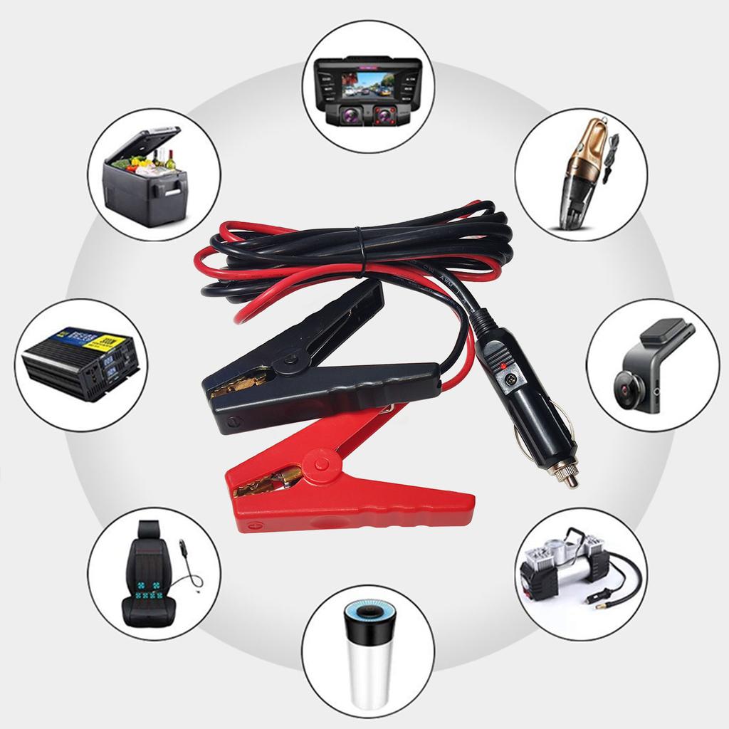 Удлинитель автомобильного прикуривателя, штекер 12 В/24 В, кабель с зажимами для аккумуляторной батареи со светодиодной подсветкой для очистителя автомобильного накачивающего устройства