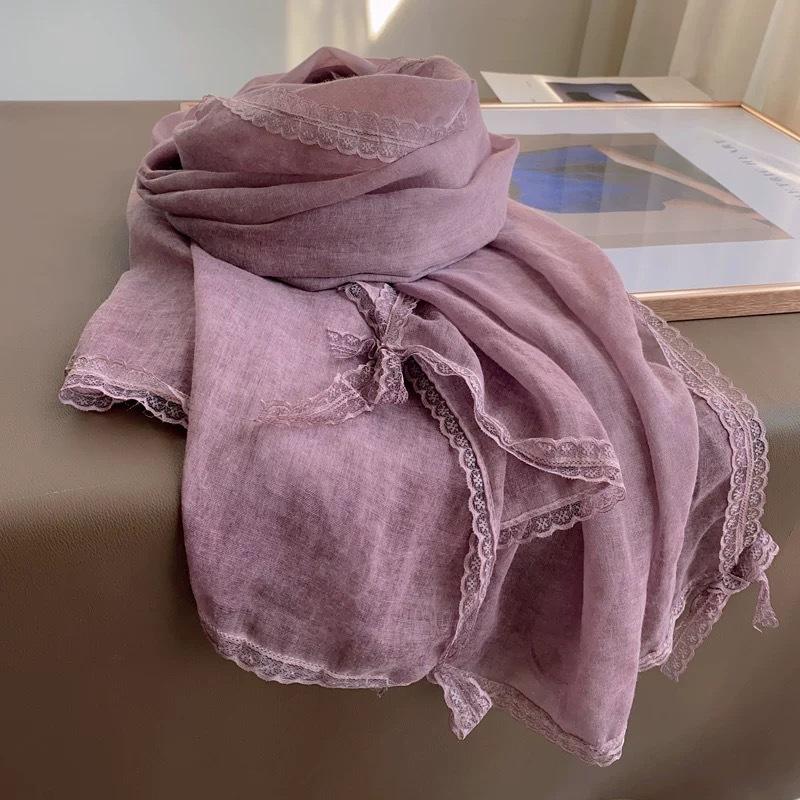 Новый осенне-зимний высококачественный кружевной литературный платок с защитой от солнца, универсальный простой парный шарф из хлопка и льна