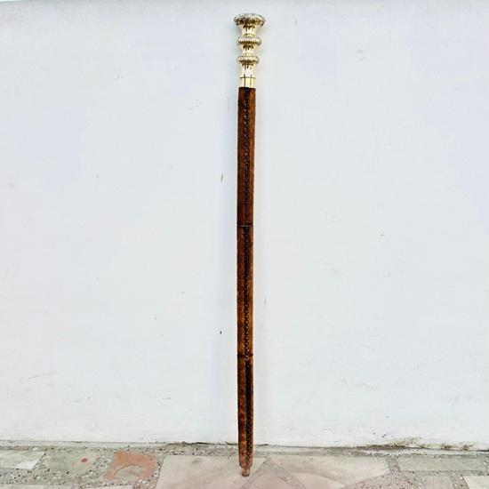 93.98 Cm Victorian Royal Brass Walking Cane, Fully Handmade Leather Stitched Walking Stick, Gift for Him, Christmas Gift