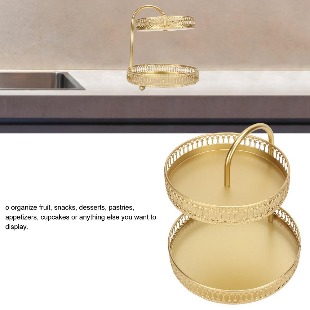 4pcs 2 Tier 2 Tier Cupcake Stand Gold Fruit Stand Organizer 2 Tier Fruit Tray For Home Kitchen
