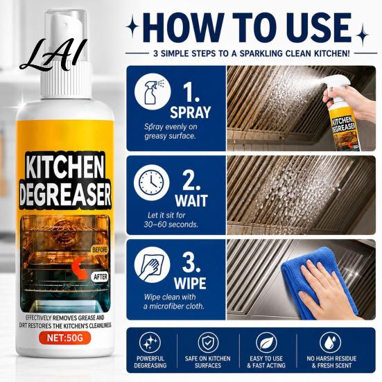 Range Hood Cleaner Grill Spray Heavy-Duty Grease Remover Kitchen Cleaner Effectively Easy Spray Remove Stains Degreaser for BBQ Grates Ovens