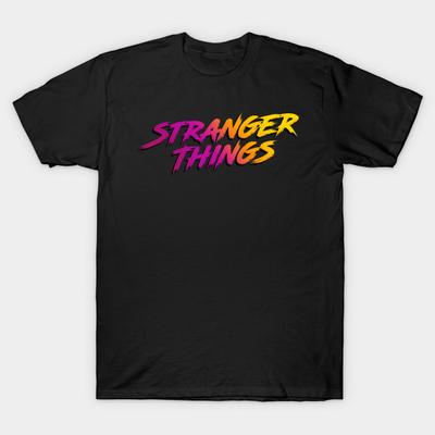Мужская черная футболка с принтом 80-х Stranger Things Печать на трансферной бумаге без вырезания Хлопковая футболка