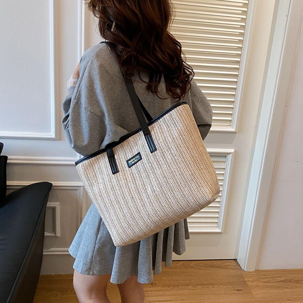 Summer Weave Straw Bag Boho Tote Bag Elegant Straw Shoulder Bag for Women