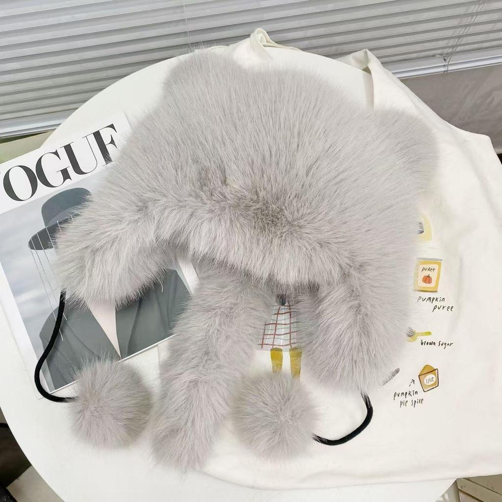 Зимняя меховая шапка Lei Feng для девочек с милыми медвежьими ушками и дизайном, открывающим лицо, для северо-востока Китая