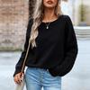 Женский осенне-зимний свитер с круглым вырезом и длинным рукавом, однотонные вязаные топы, свободный свитер