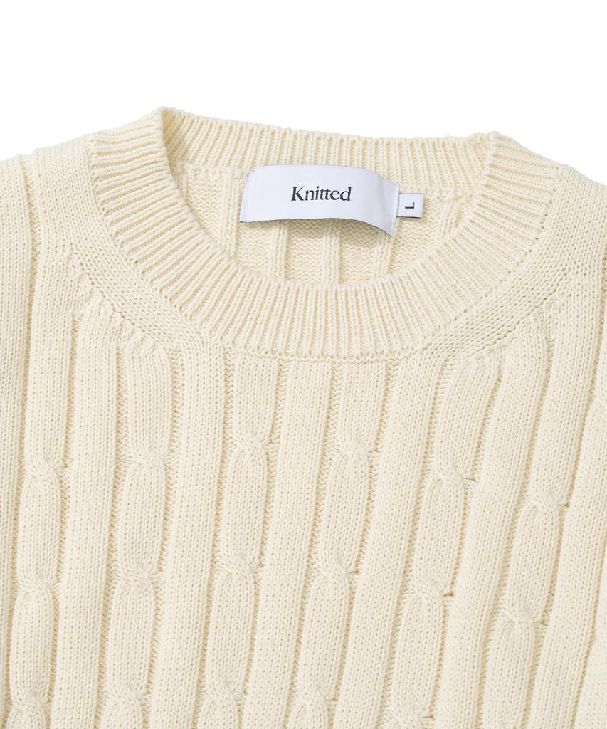 KNITTED [Nitied X Fashion Planet] Cable Round Knit Cream
