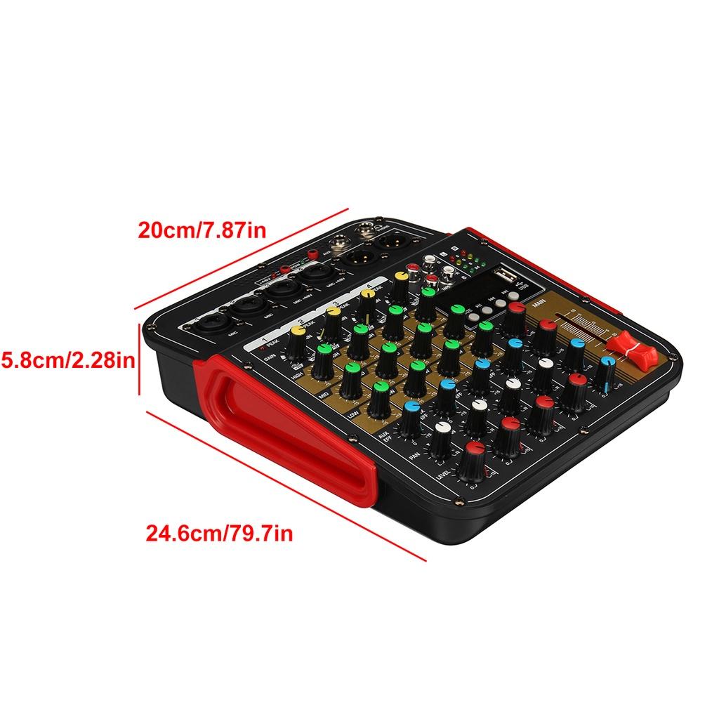 48V Wireless 6-Channel Mixer Audio Professional Portable Sound Mixing Console USB Interface Built-in Phantom Power