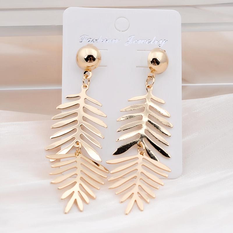 New Long Monstera Women's Hanging Earrings Flexible Leaf Pendants Female Dangle Earrings Exaggerated pendientes mujer