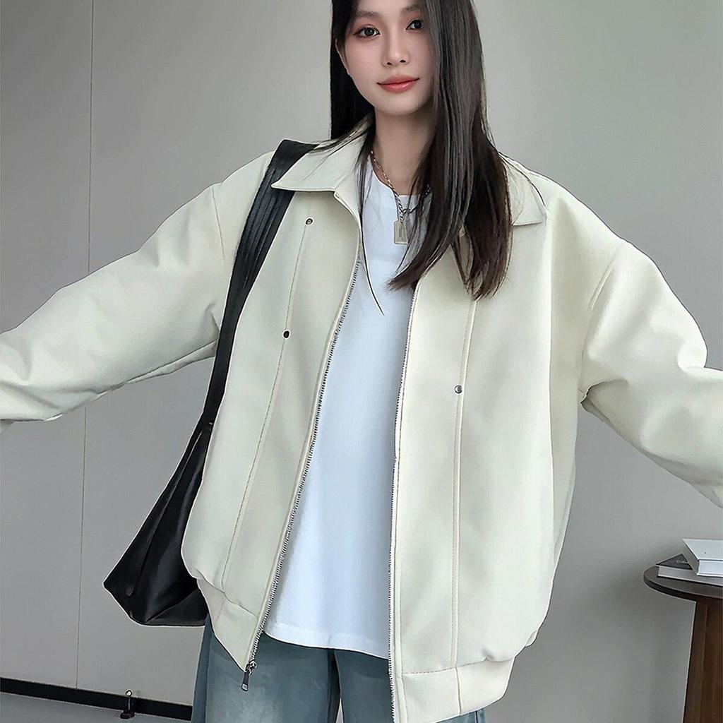 Мужская осенне-зимняя мотоциклетная куртка Off-White из ПУ-кожи с подкладкой, утолщенный хлопковый бейсбольный стиль для пар