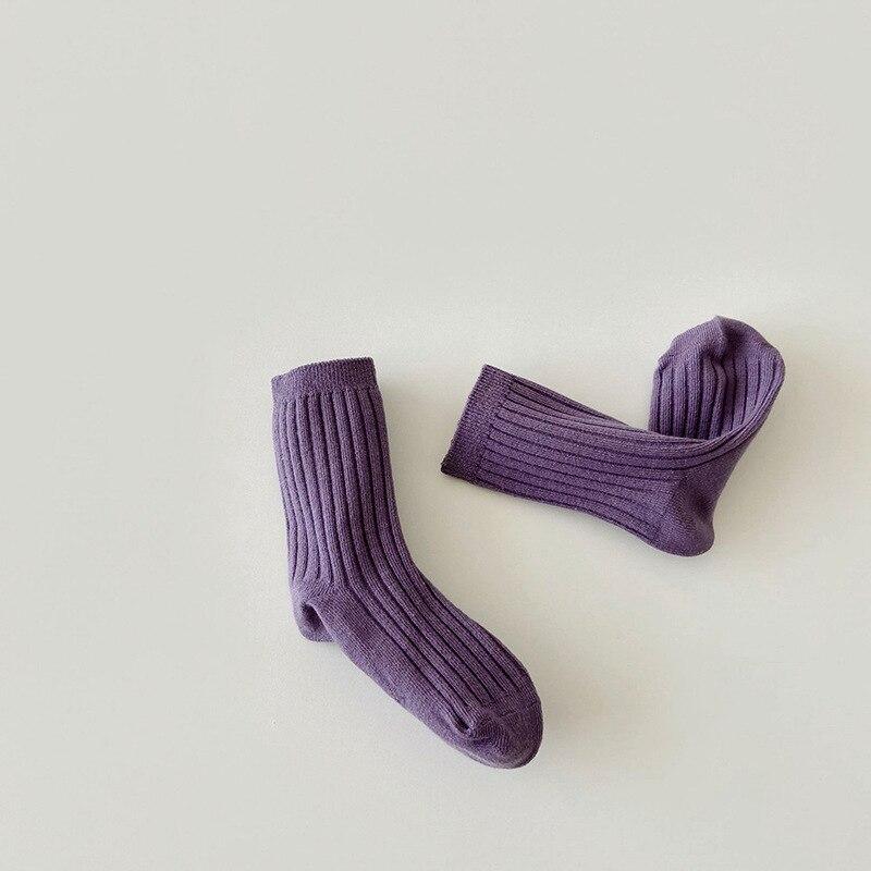 Детские школьные носки, модные однотонные полосатые носки до середины икры для маленьких мальчиков и девочек, ретро весенне-осенние хлопковые детские носки