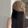 Bohemian Tassel Knitted Triangle Scarf Multi-functional Crochet Headscarf Hollow Shawl  Girl