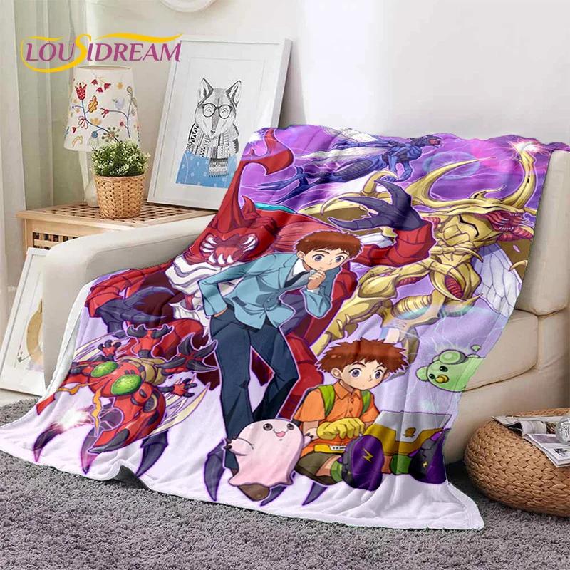 Мягкое фланелевое одеяло в стиле ретро Digimon Adventure Monster Cartoon для кроватей, диванов, пикников, плед для покрывала, детский подарок